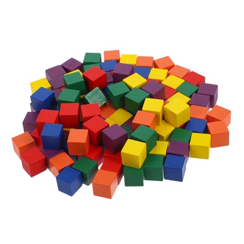 Beatifufu 100 Stück Bunte Holzbausteine Quadratisch Glatte Holzwürfel DIY Bastelset für Erwachsene zum Bemalen und Bauen Kreativer Holzklötze von Beatifufu