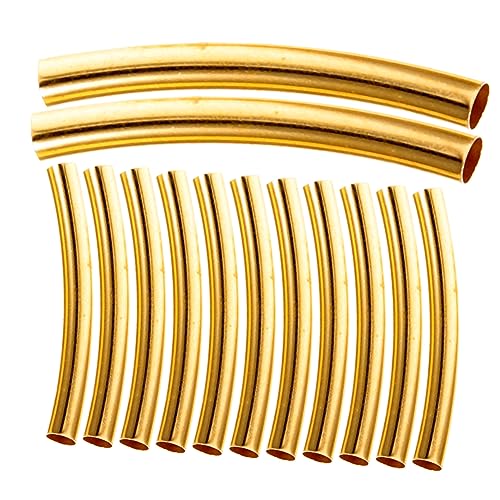 Beatifufu 100 Stück Gebogene Metall Röhrchen Abstandshalter Perlen Goldfarbene Schmuckherstellung Tubes für DIY Armbänder Halsketten Basteln Zubehör von Beatifufu