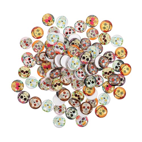 Beatifufu 100 Stück Halloween Gemstone Cabochons Rund Flach Rückseite Glas Dome Schmuck Zubehör DIY Bastelsteine für Halsketten Armbänder Ohrringe von Beatifufu