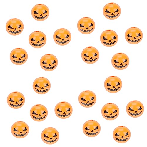 Beatifufu 100 Stück Halloween Holzperlen mit Kürbisgesicht Naturbelassene DIY Zubehör Leicht Fädelbare Holzkugeln für Schmuck und Bastelarbeiten für Herbstliche Dekoration und Handwerk von Beatifufu