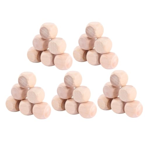 Beatifufu 100 Stück Holzwürfel Blanko Sechsseitig mit Abgerundeten Kanten für DIY Bastelprojekte Spiele Dekoration Holzrohlinge zum Bemalen und Handwerken von Beatifufu