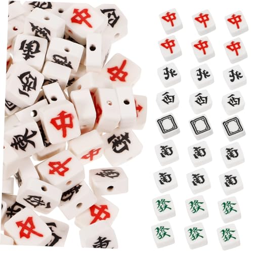 Beatifufu 100 Stück Mahjong Clay Beads Charms für DIY Schmuckherstellung Leichte Polymerperlen Auffädeln Geeignet für Armbänder Halsketten und Bastelbedarf Zubehör für Kreative Handarbeiten von Beatifufu