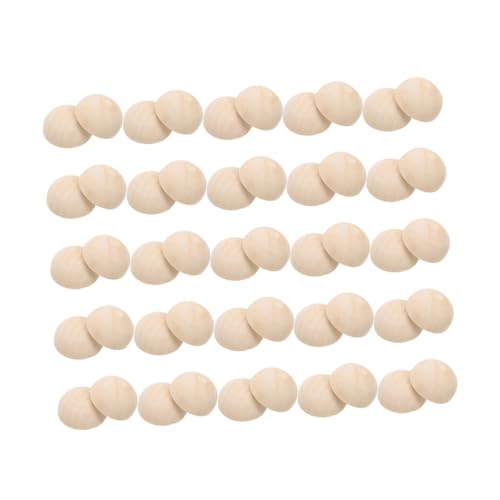 Beatifufu 100 Stück Natürliche Halbrunde Holzkugeln Unbehandelte DIY Holzperlen ohne Löcher Glatte Oberfläche Sichere Schmuck Halbperlen für Bastelarbeiten und Heimdeko von Beatifufu