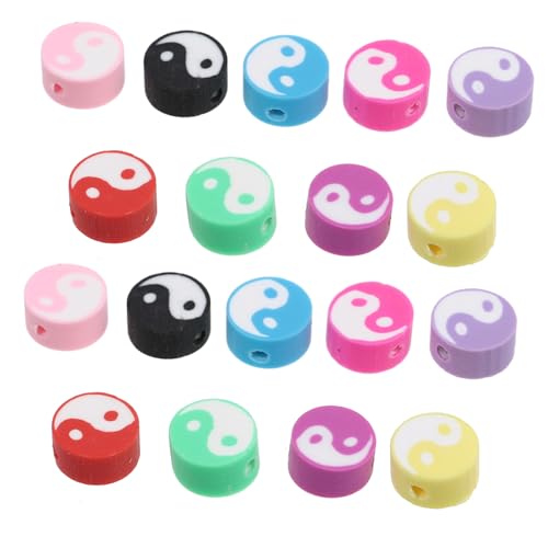 Beatifufu 100 Stück Tai Chi Spacer Perlen Bunte Lose DIY Schmuckperlen Leichtes Bastelset für Armbänder Halsketten Farbenfrohe Polymer Clay Perlen für Schmuckherstellung von Beatifufu