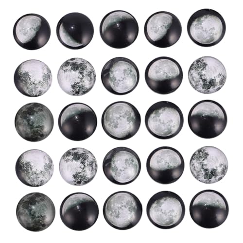 Beatifufu 100 Stück Teiliges Bedruckter Glas cabochons mit Mondfinsternis motiv Glatte Oberfläche Vielseitig für Schmuckherstellung und DIY dekoration Sichere und Hochwertige Glasteile von Beatifufu