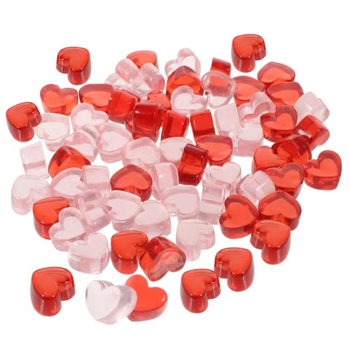 Beatifufu 100 Stück Teiliges Bunte Resin Herz Charms in Rot und Kleine DIY Schmucksteine für Valentinstag Vielseitige Vase Füller und Bastelverzierung Langlebige Dekorative Herz Gems für von Beatifufu