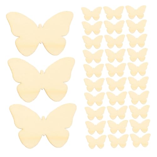 Beatifufu 100 Stück Teiliges Holzschmetterlinge Bastelset Robuste Holzplättchen zum Bemalen DIY Holzscheiben für Kinderhandwerk Kreative Familienaktivitäten Naturnahe Dekoration von Beatifufu