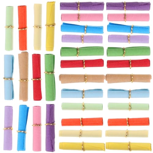 Beatifufu 100 Stück Teiliges Mini Papierrollen mit Goldenem Metallring Bunte Wunschpapier scrolls zum Beschriften für Liebesbotschaften Scrapbooking Journaling Kreative Miniatur von Beatifufu