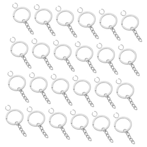 Beatifufu 100 Stück Teiliges Silber Schlüsselringe mit Flachen Ringen und Ketten Robuste Schmuckverbinder für Diy Schlüsselanhänger Leicht Kratzfest Sicherer Halt für Bastelbedarf von Beatifufu