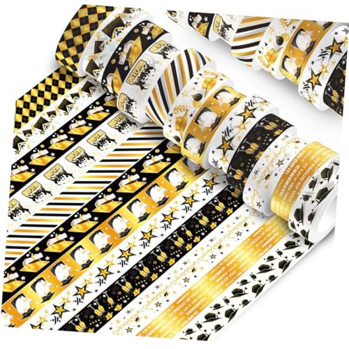 Beatifufu 12 Rollen Graduation Washi Tape DIY Dekoratives Klebeband Transparent Goldfarben Mehrzweck Papierband für Tagebuch Scrapbooking Geschenkverpackung Beatifufu 12 Rollen Graduation Washi Tape DIY Dekoratives Klebeband Transparent Goldfarben Mehrzweck Papierband für Tagebuch Scrapbooking Geschenkverpackung von Beatifufu