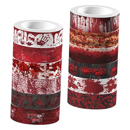 Beatifufu 12 Rollen Teiliges Halloween Washi Tape mit Blutigen Motiven Dekoratives Kreppband für DIY Scrapbooking Tagebuchgestaltung Vielseitiges Bastelband für Halloween Dekoration und Beatifufu 12 Rollen Teiliges Halloween Washi Tape mit Blutigen Motiven Dekoratives Kreppband für DIY Scrapbooking Tagebuchgestaltung Vielseitiges Bastelband für Halloween Dekoration und von Beatifufu