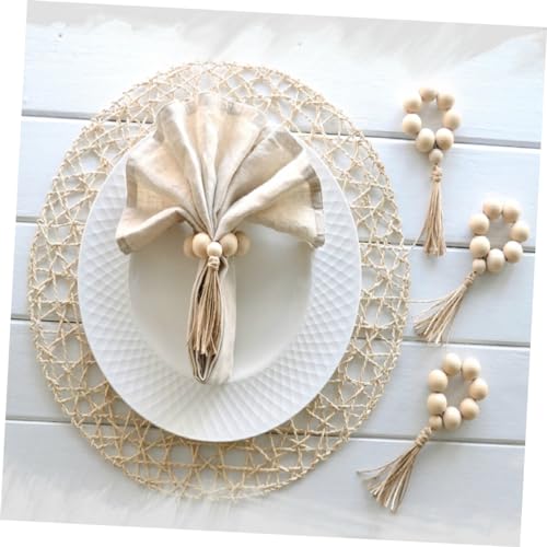 Beatifufu 12 Stück Teiliges Handgefertigte Serviettenringe aus Natürlichem Holzperlen Material Beige Rustikale Tischdekoration für Hochzeit Party und Alltag Wiederverwendbar Vielseitig für von Beatifufu