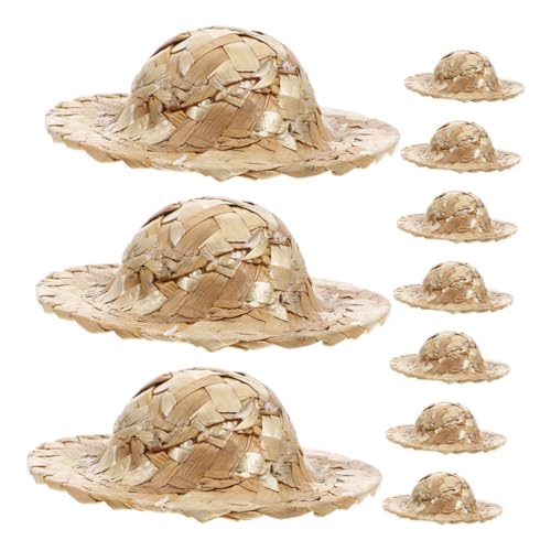 Beatifufu 12 Stück Teiliges Handgewebter Mini Strohhüte Leichte Puppenhüte als DIY Bastelzubehör und Vielseitige Foto Requisiten für Miniaturpuppen Kreative Dekoration und Sammlungen von Beatifufu