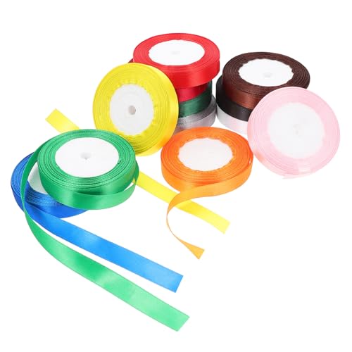Beatifufu 12 Stück Teiliges Satinband Breit Einfarbig Glänzend Robuste Geschenkband Schleifenband für Geschenkverpackung Hochzeit Blumen Dekoration DIY Basteln von Beatifufu
