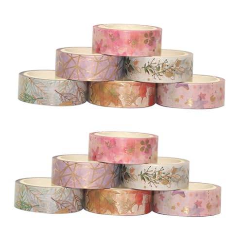 Beatifufu 12 Stück Teiliges Washi Tape Japanischer Stil Buntes DIY Klebeband aus Washi Papier Leicht Abreißbar Rückstandsfrei für Scrapbooking Geschenkverpackung und Bastelarbeiten von Beatifufu