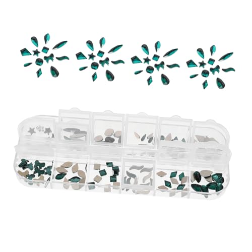 Beatifufu 120 Stück Grünes Nail Art Strass Fächer Charm Kit für Diy Nageldekorationen Flachrücken Strasssteine für Kreative Nagelverzierungen von Beatifufu
