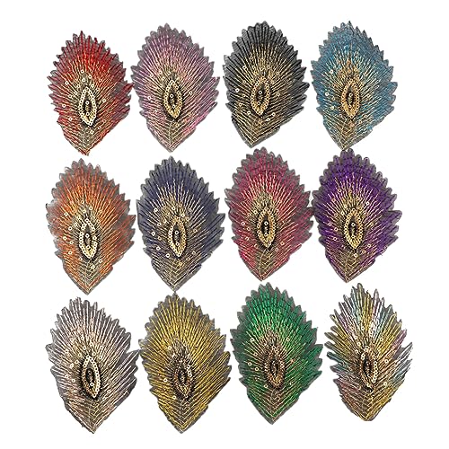 Beatifufu 12Stücke Teiliges DIY Kleidung Patches Glitzernde Pailletten Federn Aufnäher für Bekleidungsdekoration für Jacken Taschen und Handwerksprojekte von Beatifufu