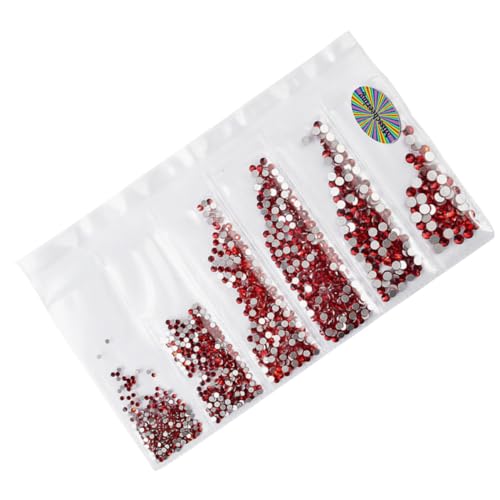 Beatifufu 1364 Stück Teiliges Nail Art Strasssteine Rote Flache Glassteine in Verschiedenen Langlebige Nageldekoration für Natürliche und Künstliche Nägel DIY Maniküre Zubehör für Frauen von Beatifufu