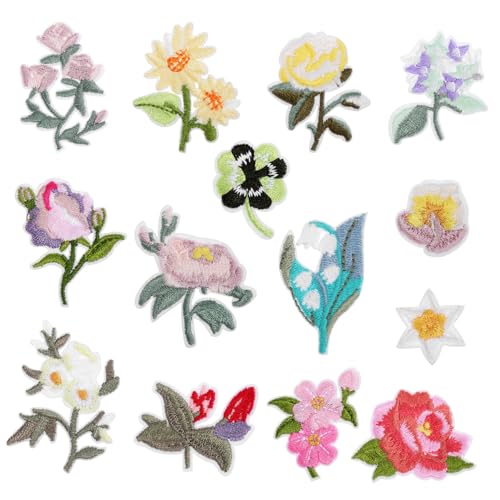 Beatifufu 14 Stück Teiliges Blumen Bügelflicken Bestickte Stoffapplikationen zum Aufbügeln und Aufnähen Vielseitig für Jeans Jacken Taschen Schuhe Reparatur und Dekorationspatches von Beatifufu