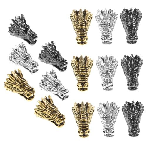 Beatifufu 15 Stück Teiliges Drachenkopf Zwischenperlen aus Langlebiger Legierung Dekorative Schmuckperlen für DIY Armbandherstellung Stabile Metallperlen in Antik Silber Antik Gold und von Beatifufu