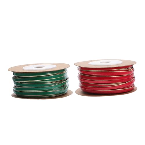 Beatifufu 2 Rollen PU Kunstlederband DIY Geschenkband für Hochzeiten Geburtstage Haar-accessoires und Wohnkultur Langlebiges Handgewebtes Weiches Band in Rot und Grün von Beatifufu