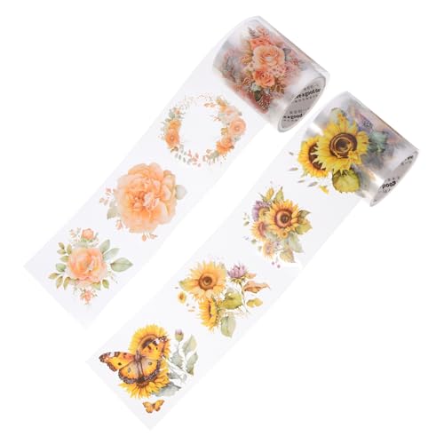 Beatifufu 2 Rollen Pet Scrapbook Tape mit Vintage Pflanzenmuster Klebendes DIY Washi Tape für Planer Tagebuch Geschenkverpackung Wasserabweisend Einfach Abreißbar Dekoratives Bastelband von Beatifufu