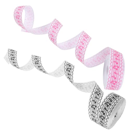 Beatifufu 2 Rollen Polyester Geschenkband mit Musiknotenmuster Robustes DIY Bastelband für Festival Geschenkverpackung Hochzeit Nähen und Dekoration von Beatifufu