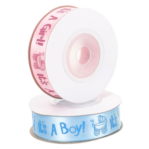 Beatifufu 2 Rollen Taufe Satinband Geschenkband Yards Blau Yards Zuschneidbar DIY Dekoband für Geschenke Blumenarrangements und Partydeko Stabiles Fransenfreies Bastelband von Beatifufu