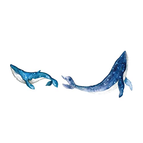 Beatifufu 2Sätze Kinderzimmer Wandtattoos Wal Aufkleber Lustige Blaue Walfisch Wandsticker für Schlafzimmer Deko Selbstklebende Wanddekoration für Mädchenzimmer und Babyzimmer von Beatifufu