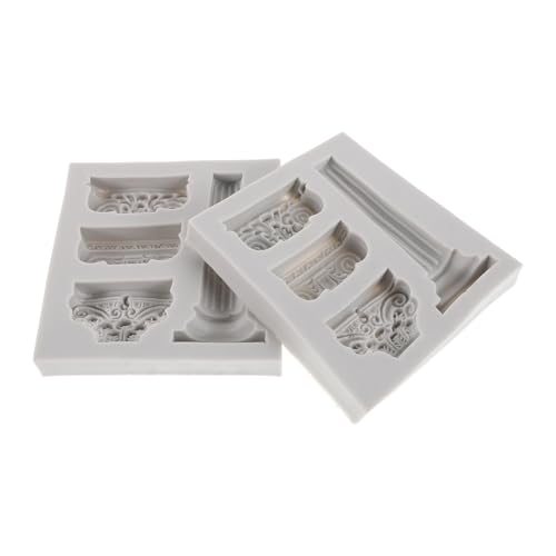 Beatifufu 2 Silikon-Fondantformen: Römische Säulenform, Tortenaufsatz, griechisches Zuckerhandwerk, Dekorationswerkzeug für Epoxidharz, Backen, Basteln, Seife, Polymer-Ton, Gips von Beatifufu