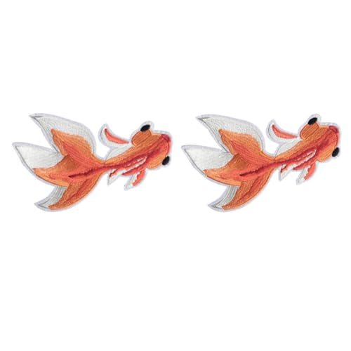 Beatifufu 2 Stk. Goldfisch Bestickte Aufnäher Hochwertige DIY Nähapplikationen zum Reparieren und Verzieren von Kleidung Taschen Hüten Langlebige Stickstoff-patches mit Rückenbeschichtung von Beatifufu