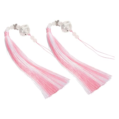 Beatifufu 2 Stück Antike Handgefertigte Chinesische Quasten Anhänger Traditionelles Weiß blaues Hals Taillenschmuck Ornament mit Glocken Langlebige Klassische Dekoration für Kleidung von Beatifufu