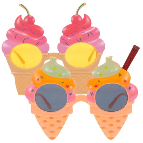 Beatifufu 2 Stück Hawaii Partybrille mit Eiscreme Design Lustige Sonnenbrille für Kostümpartys Strand Events Fotodekorationen Leicht und für Geburtstag Karneval von Beatifufu