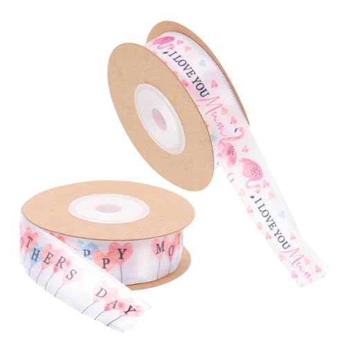 Beatifufu 2 Stück Muttertagsband mit Flamingo Muster Dekoratives Geschenkband für Muttertag und Geburtstagsfeiern Strapazierfähiges Polyester Vielseitig Einsetzbar von Beatifufu