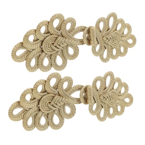 Beatifufu 2 Stück Teiliges Chinesische Knoten Knöpfe in Gold Handgefertigte Vintage Frosch Verschlussknöpfe aus Stilvolle Outfit Verschlüsse für Traditionelle Kostüme Cheongsam und von Beatifufu