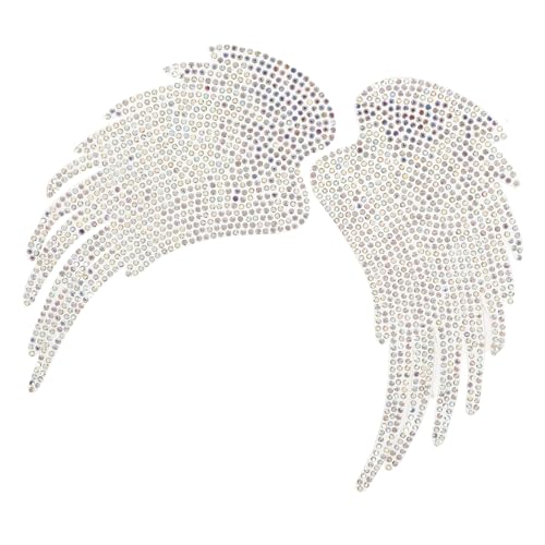 Beatifufu 2 Stück Teiliges Glitzer Flügel Aufbügler mit Strasssteinen Hotfix Applikationen für DIY Kleidungsdekor Waschbare Engelsflügel Patches für Jacken Rucksäcke und Kostüme von Beatifufu