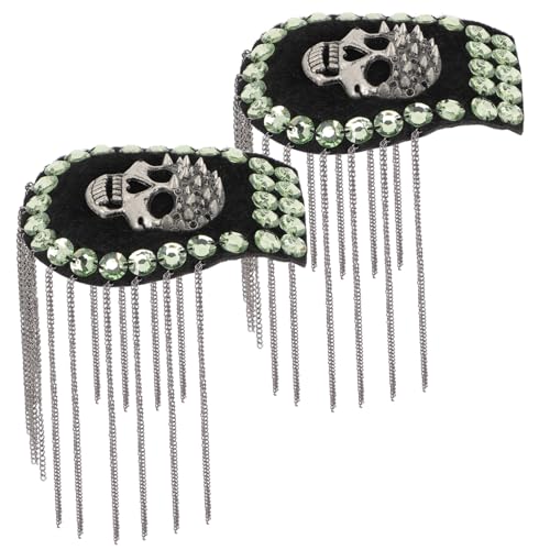Beatifufu 2 Stück Teiliges Punk Kostüm Schulterabzeichen mit Totenkopf Quasten Robuste Epauletten Applikation Modische Uniform Dekoration für Jacken Bühnenauftritte und Halloween Kostüme Beatifufu 2 Stück Teiliges Punk Kostüm Schulterabzeichen mit Totenkopf Quasten Robuste Epauletten Applikation Modische Uniform Dekoration für Jacken Bühnenauftritte und Halloween Kostüme von Beatifufu