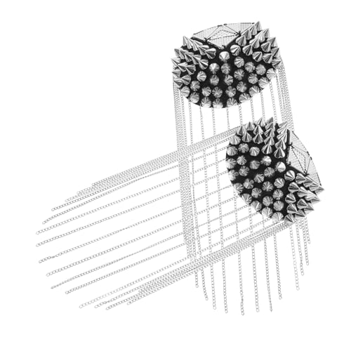 Beatifufu 2 Stück Teiliges Quasten Epauletten mit Nieten Punk Schulterabzeichen mit Metallischem Look DIY Schulterbroschen für Uniformen und Kostüme Modische Schulterpuffer für Damen und von Beatifufu