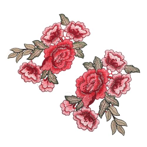 Beatifufu 2 Stück Teiliges Rosenblüten stickerei patch Langlebige Farbechte Blumen applikationen zum Aufnähen Handgefertigte DIY badges für Kleidung Reparatur und Dekoration Links und von Beatifufu