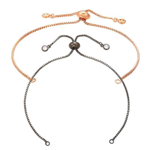 Beatifufu 2 Stück Teiliges Verstellbares Pull chain Tennisarmbänder in Roségold und Gunmetal DIY Schmuckketten Basteln Zubehör für Individuelle Handgelenksgröße Halbfertige Basis für von Beatifufu