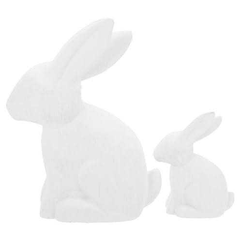 Beatifufu 2 Stück Unlackierte Holz Hasenfiguren für DIY Malen Rustikale Tierornamente zur Dekoration von Zuhause und Büro Miniatur Skulpturen für Tischmittelpunkt von Beatifufu