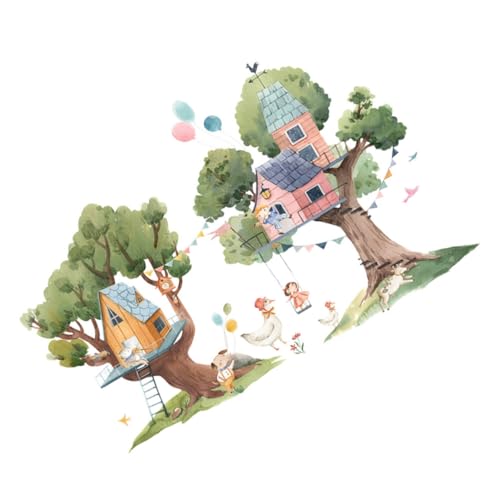 Beatifufu 2 Stück Wandtattoo Cartoon Tiere Baum Wandsticker Selbstklebend Kinderzimmer Wohnzimmer Schlafzimmer Wanddeko DIY Naturmotive rückstandsfrei von Beatifufu