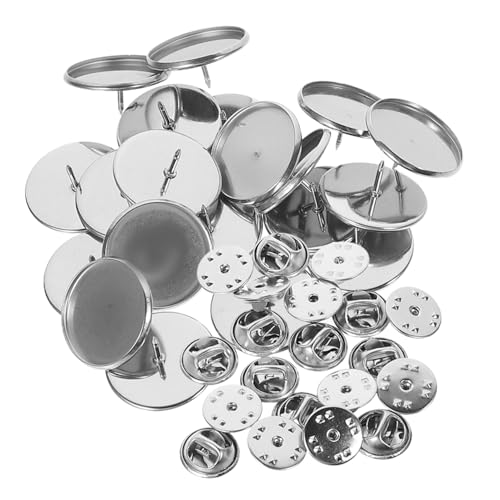 Beatifufu 20 Sätze Teiliges Edelstahl Broschenrohlinge Runde Broschenträger mit Innenmaß DIY Anstecknadel Zubehör für Individuelle Button und Schmuckherstellung von Beatifufu