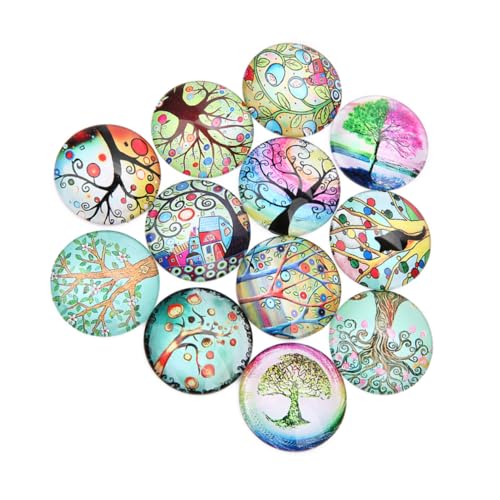 Beatifufu 20 Stück Runde Glas Patches Bunte DIY Schmuck Zubehör Baum Muster Kreative Aufkleber für Schmuck Uhr Vase Dekoration Handwerk von Beatifufu