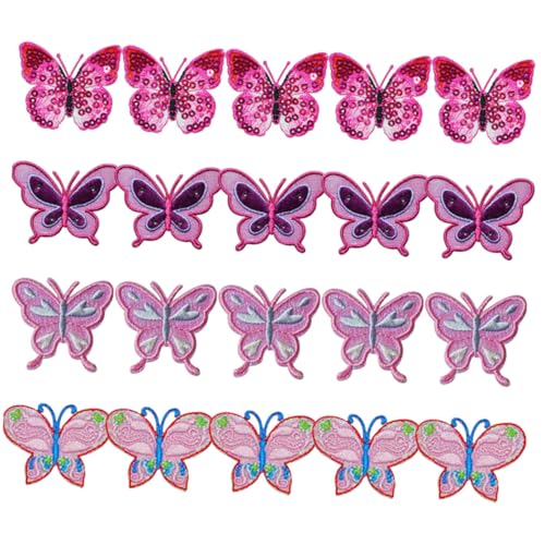 Beatifufu 20 Stück Schmetterling Aufnäher zum Aufbügeln Bestickte DIY Patches für Kleidung Jacken Rucksäcke Vielseitige Ersatzflicken Weiches Langlebiges Material Einfache Anwendung von Beatifufu