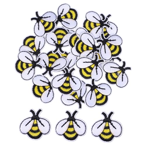 Beatifufu 20 Stück Teiliges Bienen Aufnäher Bestickte Cartoon Applikationen zum Aufnähen und Aufbügeln für Kleidung DIY Reparatur und Individuelle Dekoration von Beatifufu