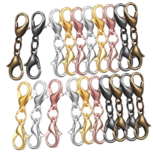 Beatifufu 20 Stück Teiliges Doppel lobster karabiner Verlängerungsset für Armbänder Halsketten Robustes Zinklegierungsmaterial Verschleißfest Einfach zu Bedienen für Schmuckherstellung und von Beatifufu
