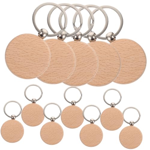 Beatifufu 20 Stück Teiliges Holz Schlüsselanhänger Rund DIY Schlüsselring Anhänger Langlebig Praktisch für Schlüssel Rucksack Geldbörse Personalisierbar Zubehör von Beatifufu