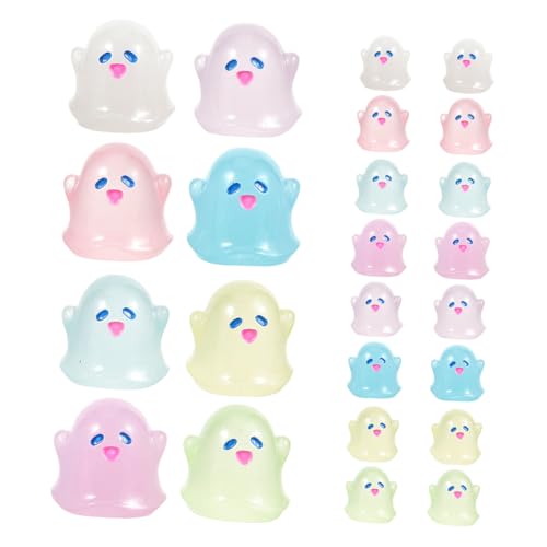 Beatifufu 20 Stück Teiliges Leuchtende Mini Geisterfiguren DIY Bastelset Kleine Gespenster Halloween Kleinigkeiten Bonsai Dekoration Bunte Nachtlicht Ornamente für Heim und Gartenkunst von Beatifufu