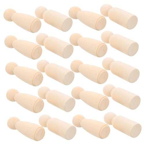 Beatifufu 20 Stück Teiliges Naturbelassene Holzfiguren Unbemalte Steckpuppen für DIY Basteln Glatte Oberfläche Kreative Holzpuppen zum Bemalen und Dekorieren Sichere von Beatifufu